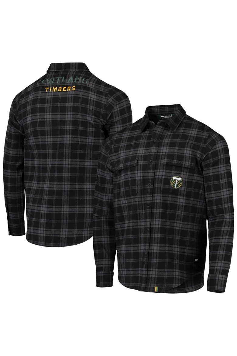 Men's The Wild Collective Black Portland Timbers Buffalo Check Button-Up Shirt, Main, color, Black