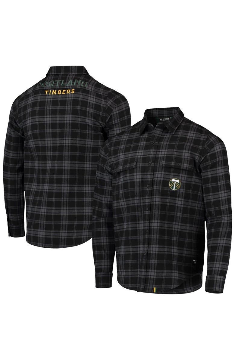 THE WILD COLLECTIVE Men's The Wild Collective Black Portland Timbers Buffalo Check Button-Up Shirt, Main, color, Black