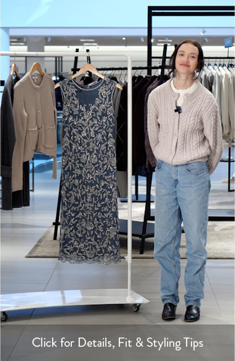 Beaded Floral Cocktail Midi Dress, sales video thumbnail