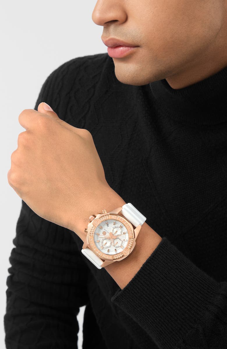 PHILIPP PLEIN The $kull Chronograph Silicone Strap Watch, 44mm, Alternate, color,