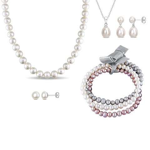 Cultured Pearl 5-Piece Jewelry Gift Box Set