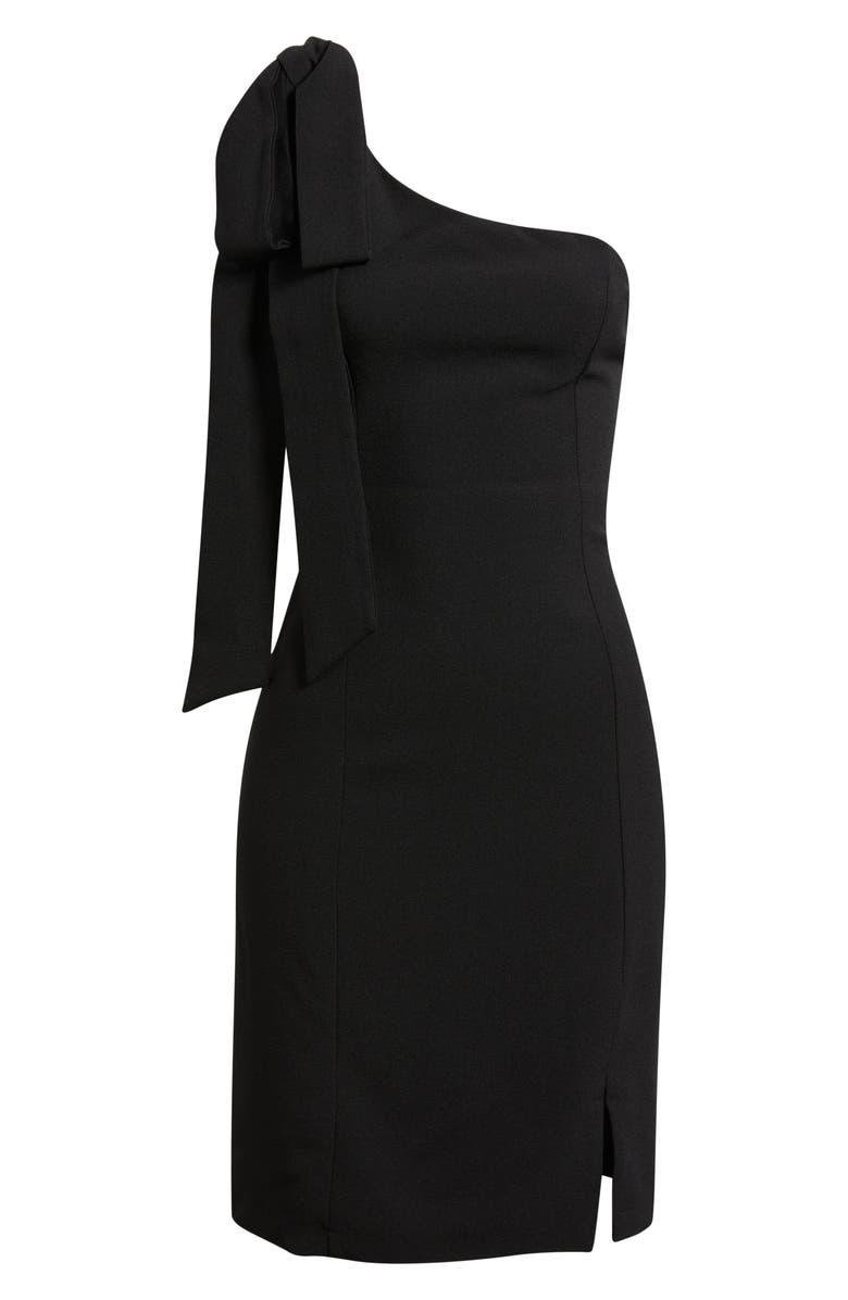 Julia Jordan Bow One-Shoulder Cocktail Dress, Alternate, color, Black