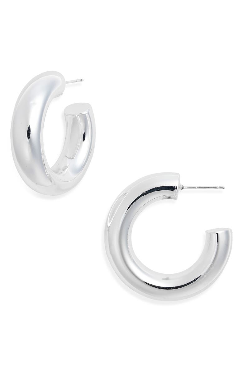 Nordstrom Chunky Tube Hoop Earrings, Main, color, Shiny Silver