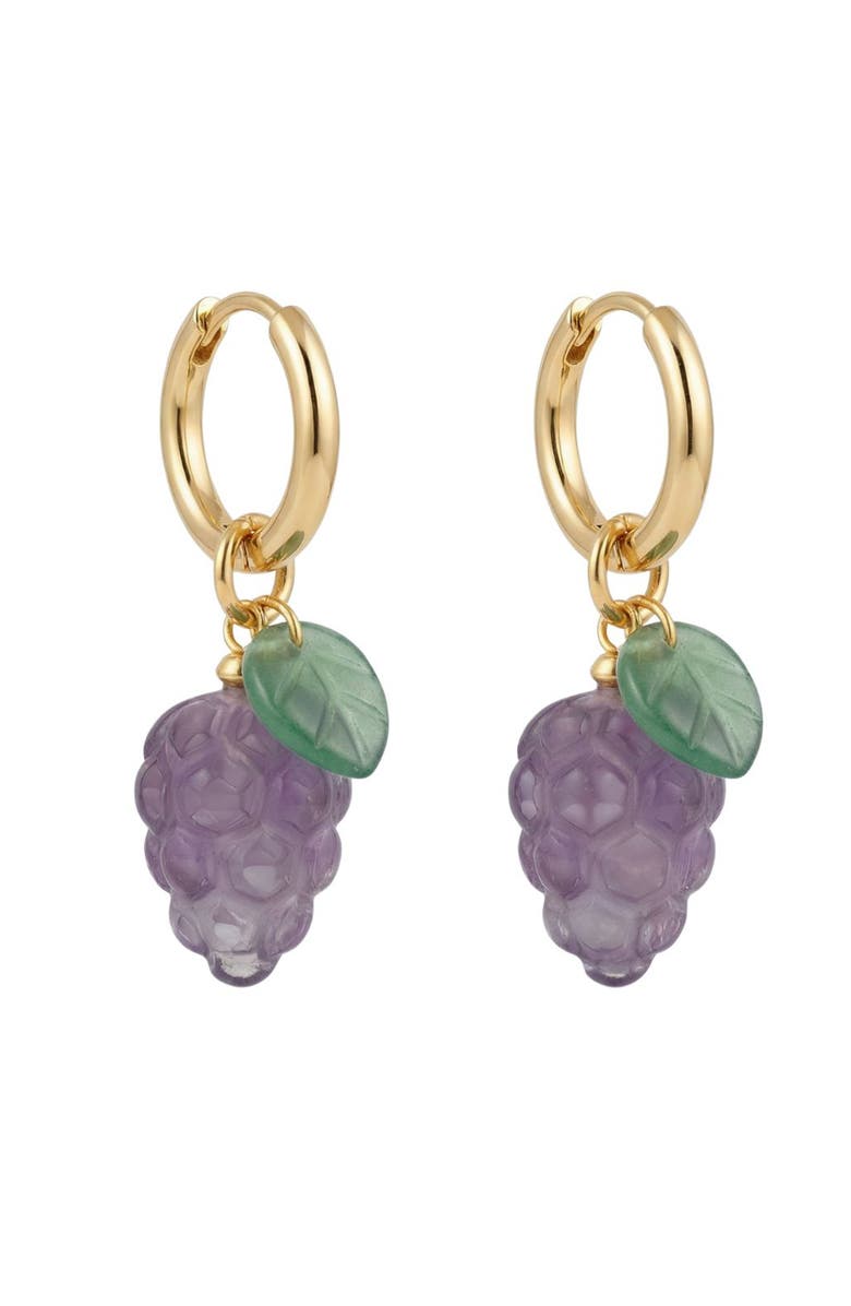 seree Harvest Grape Jade stone charm earrings, Main, color, Purple