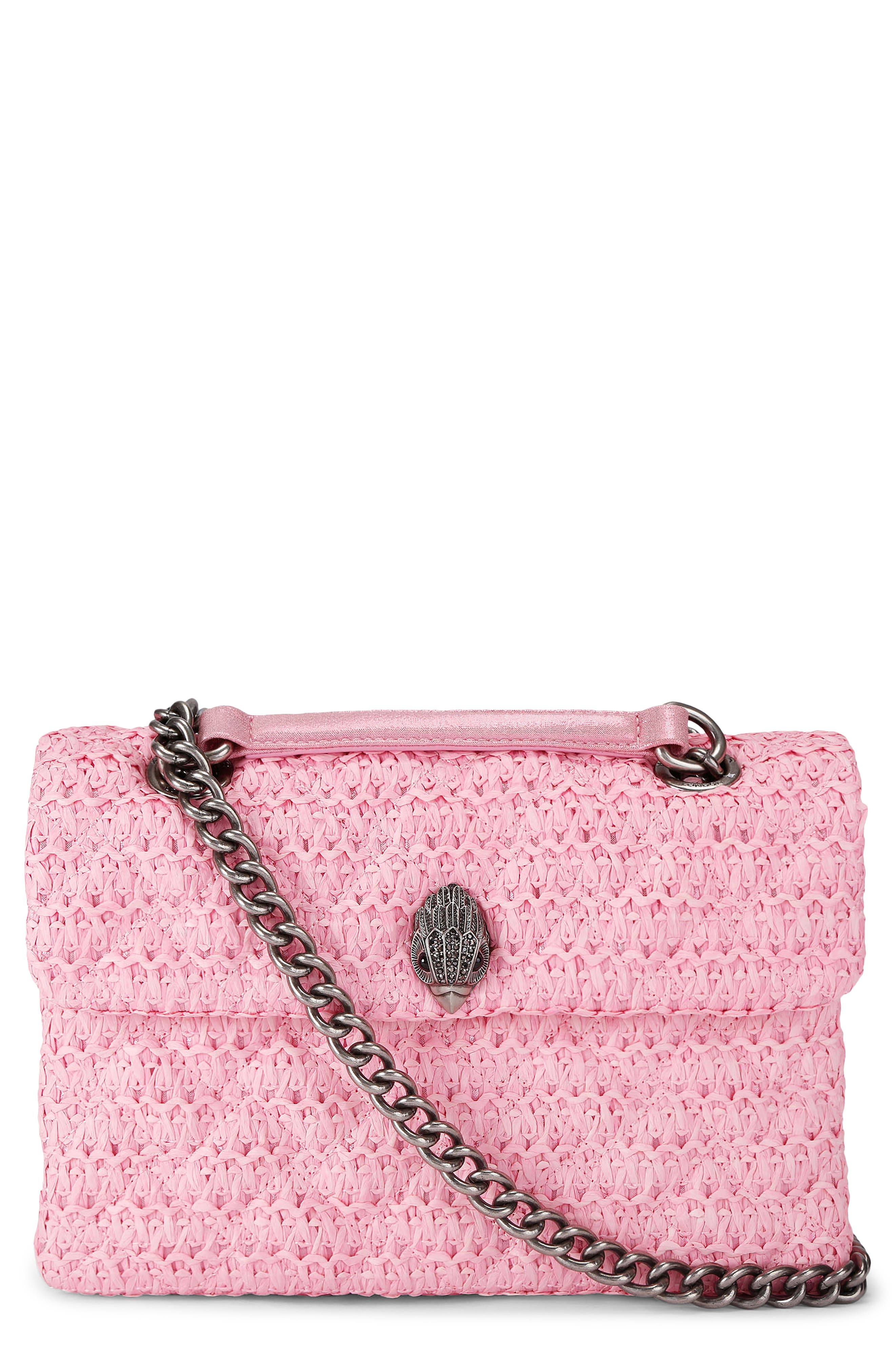 Kurt Geiger London Kensington Raffia Convertible Shoulder Bag, Main, color, Pink