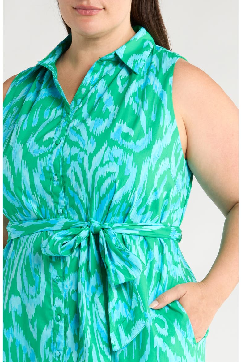 Penola Cileah Woodcut Floral Print Cotton Maxi Dress, Alternate, color, KELLY GREEN/ CERULEAN BLUE