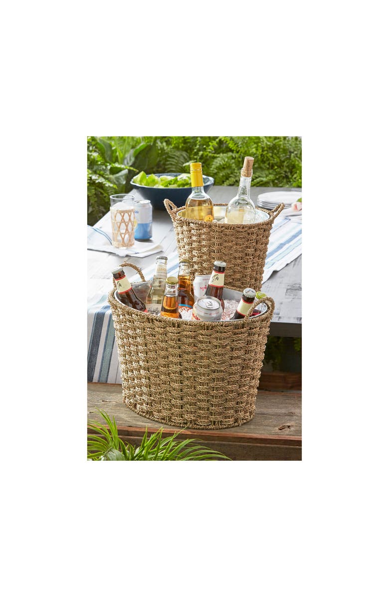 tag Seagrass Basketweave Ice Bucket Decorative Natural Basket, Alternate, color, Beige