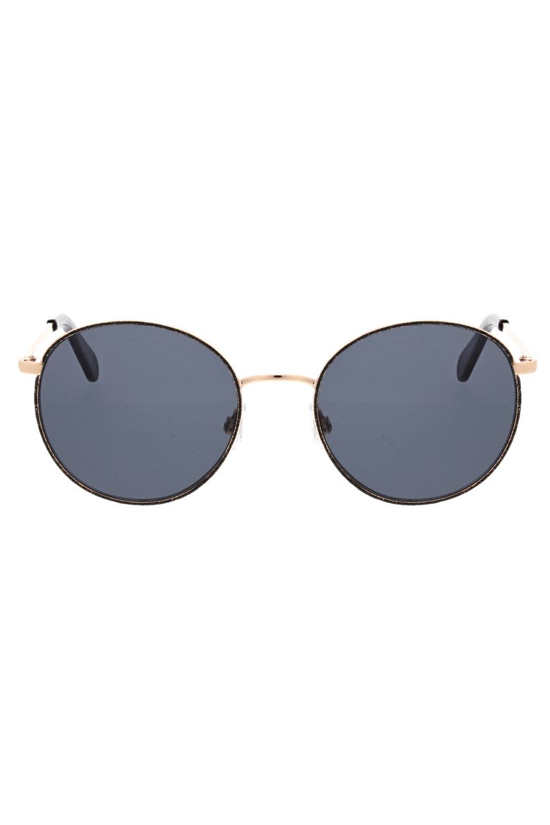 50mm Glitter Rim Round Sunglasses, Main, color, GOLD