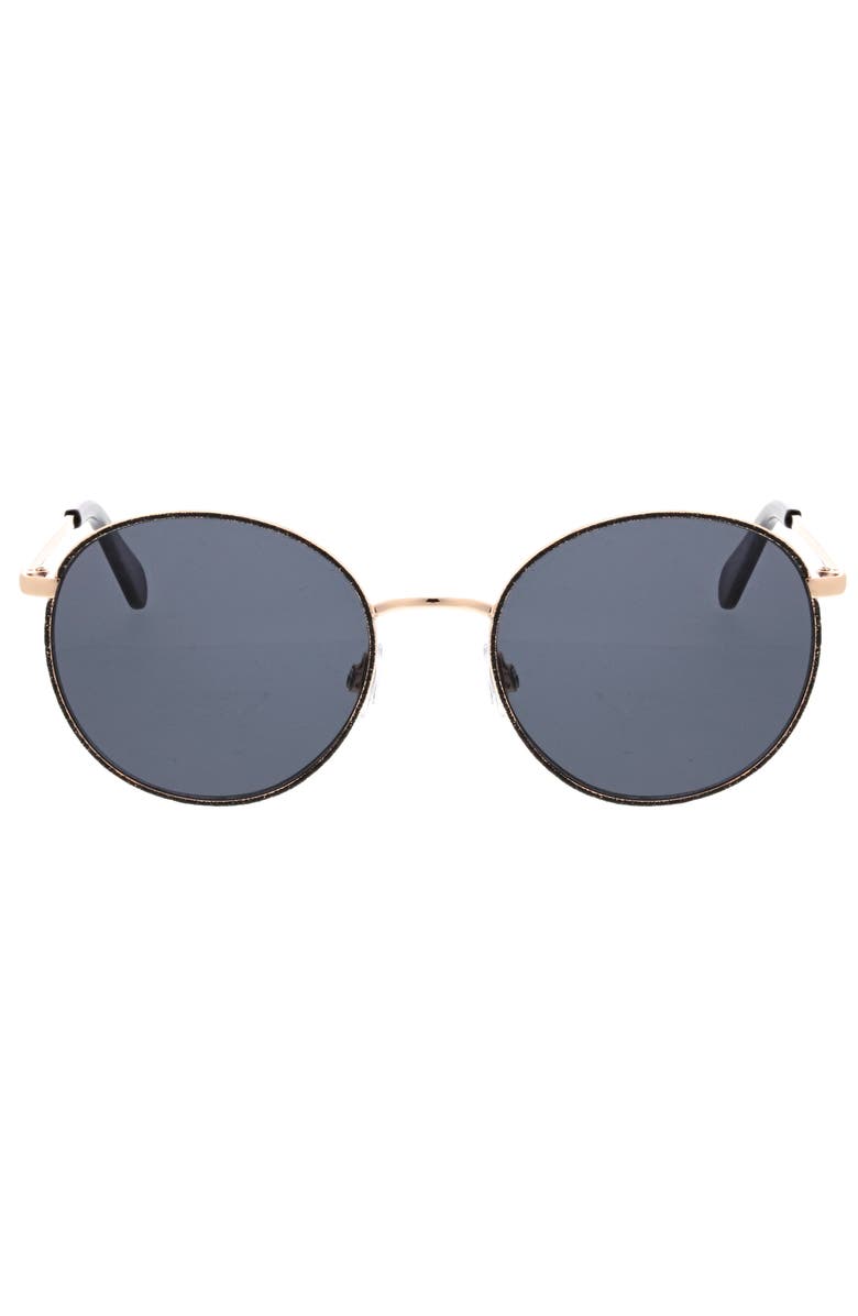 BCBGeneration 50mm Glitter Rim Round Sunglasses, Main, color, Gold