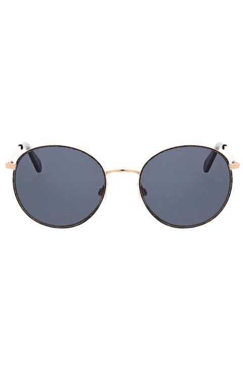 50mm Glitter Rim Round Sunglasses