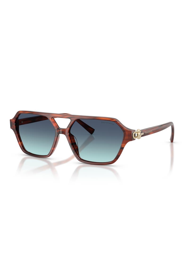 58mm Square Sunglasses, Alternate, color, RUBY STRIPED HAVANA / AZURE