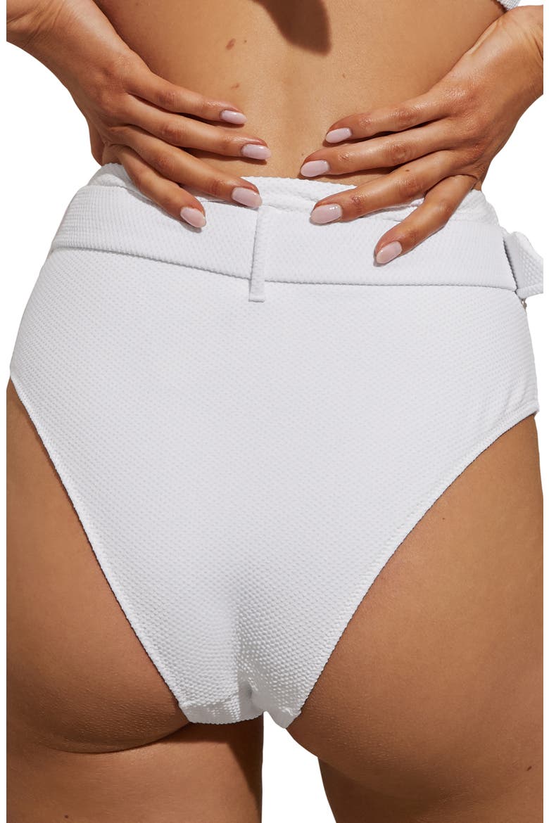 Danielle Belted High Waist Bikini Bottoms, Alternate, color, WHITE