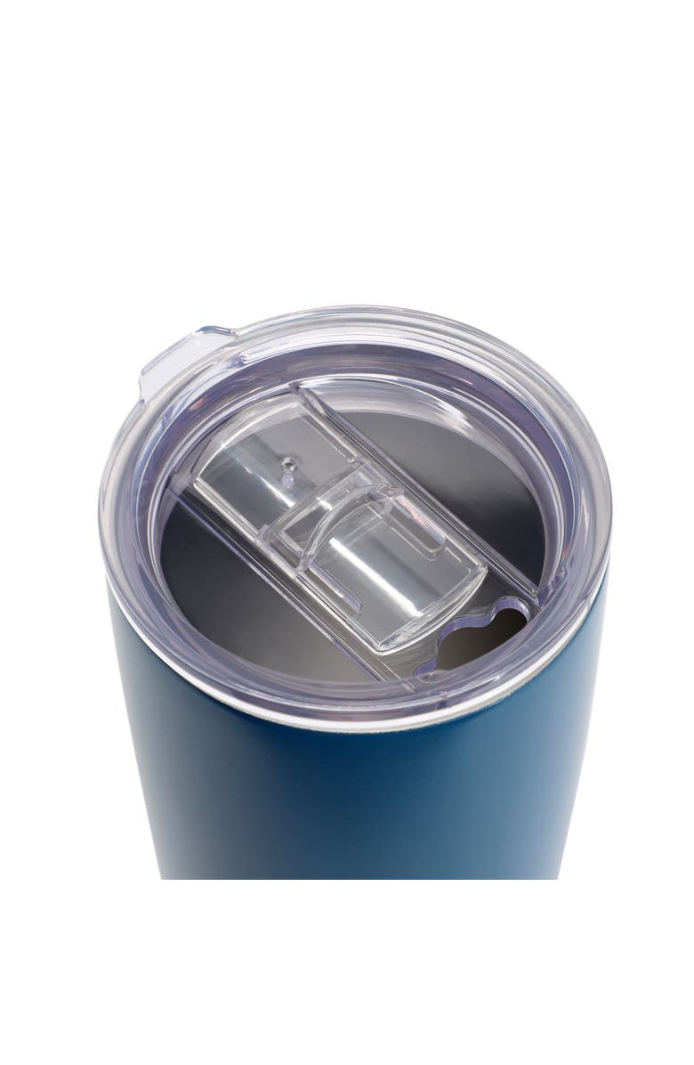 Gibson Home Marina 4 Piece 18 Ounce Double Wall Stainless Steel Thermal Tumbler with Acrylic Lid, Alternate, color, Blue