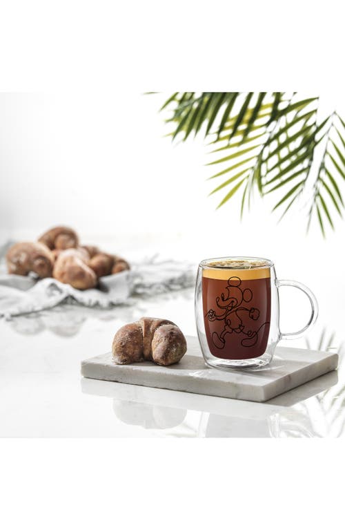 Joyjolt Mickey & Pluto Glass Mug Set In Transparent