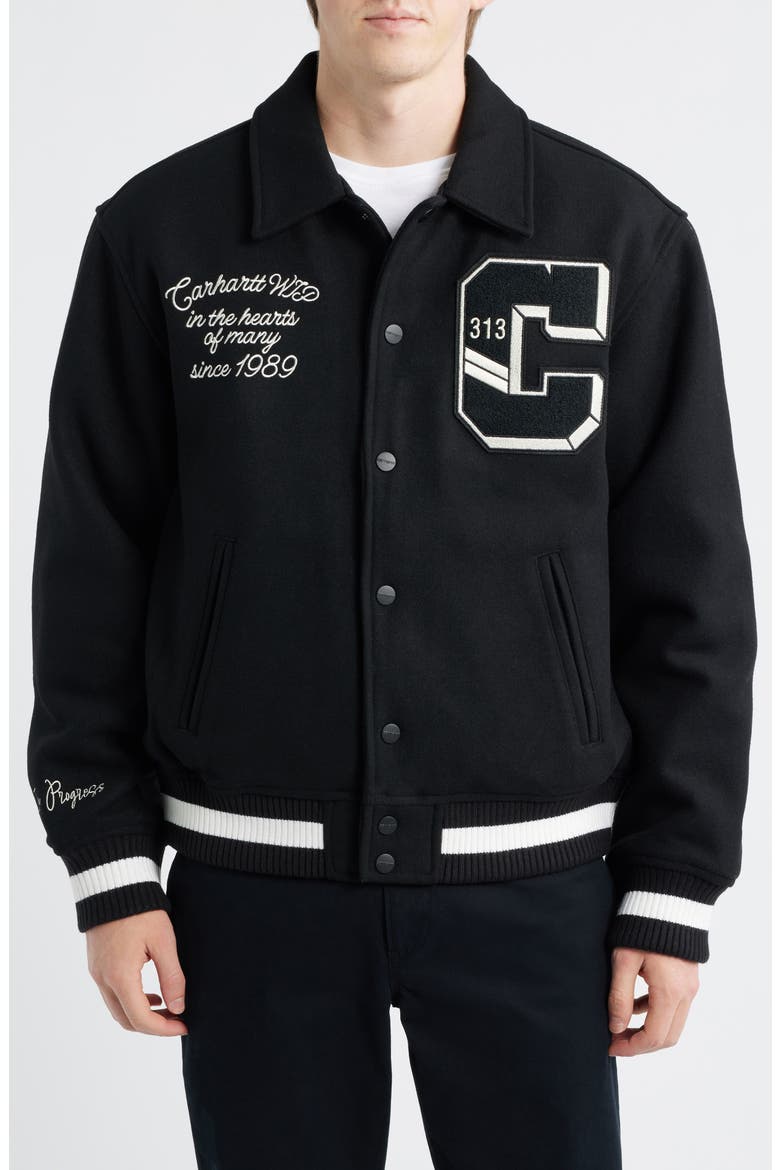 Carhartt WIP ×FCRB VARSITY World Class Felted Varsity Jacket (Men) | Nordstrom