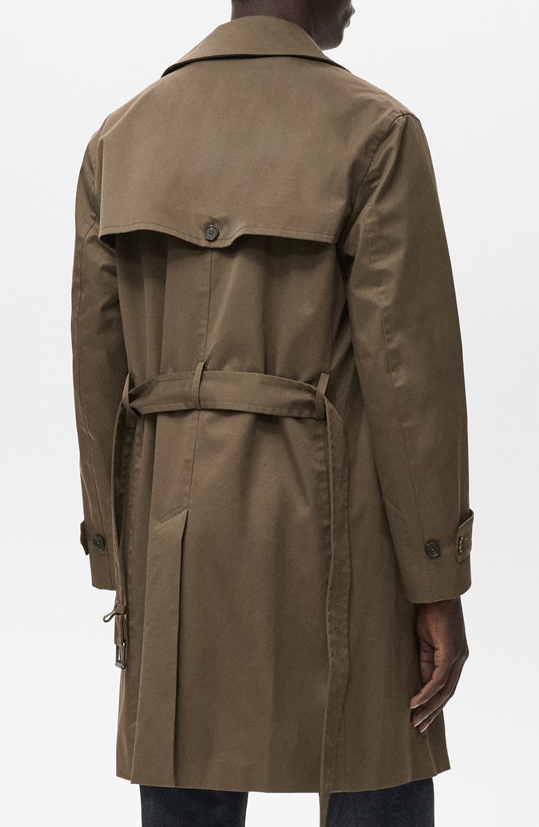 MANGO Water Repellent Trench Coat, Alternate, color, Olive Green