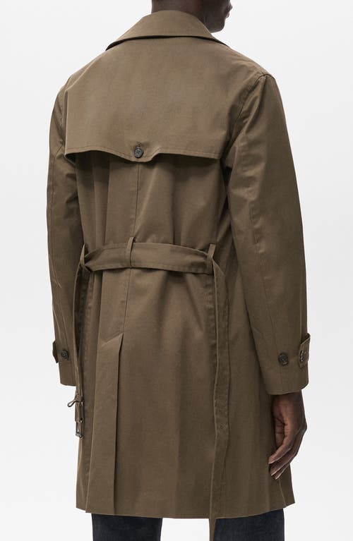 Mango Water Repellent Trench Coat In Green