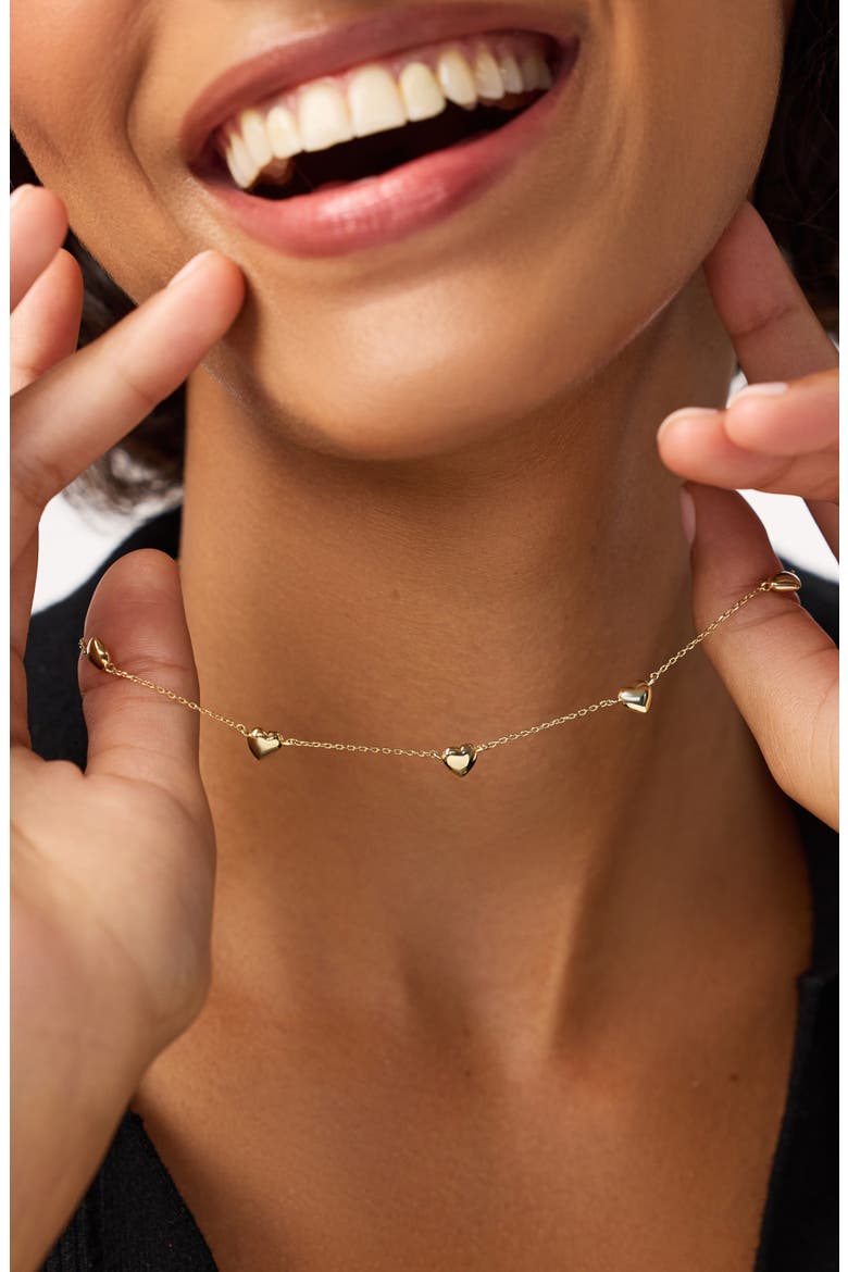 Lev Mini Heart Station Necklace, Alternate, color, GOLD