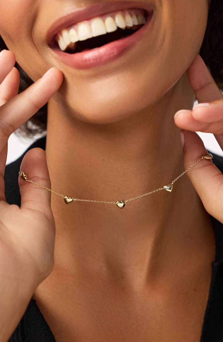 Ana Luisa Lev Mini Heart Station Necklace, Alternate, color, Gold