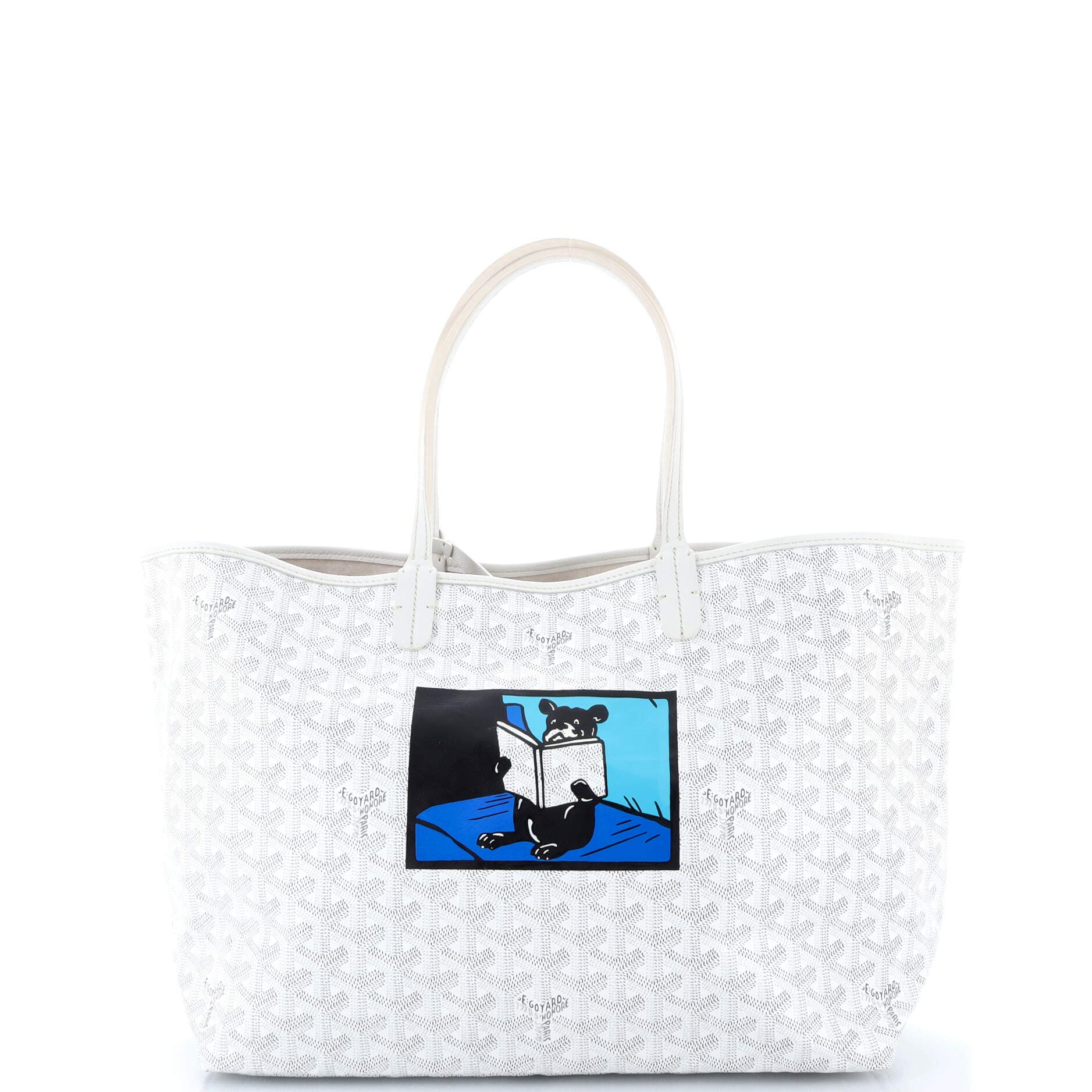 Pre-Owned Goyard Saint Louis Tote Printed Coated Canvas PM, Main, color, White