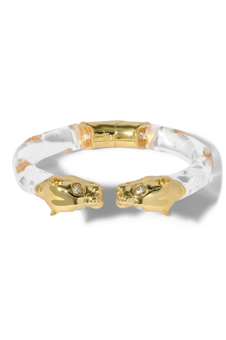 Panther Visage Lucite Hinge Cuff Bracelet, Alternate, color, GOLD/ LUCITE