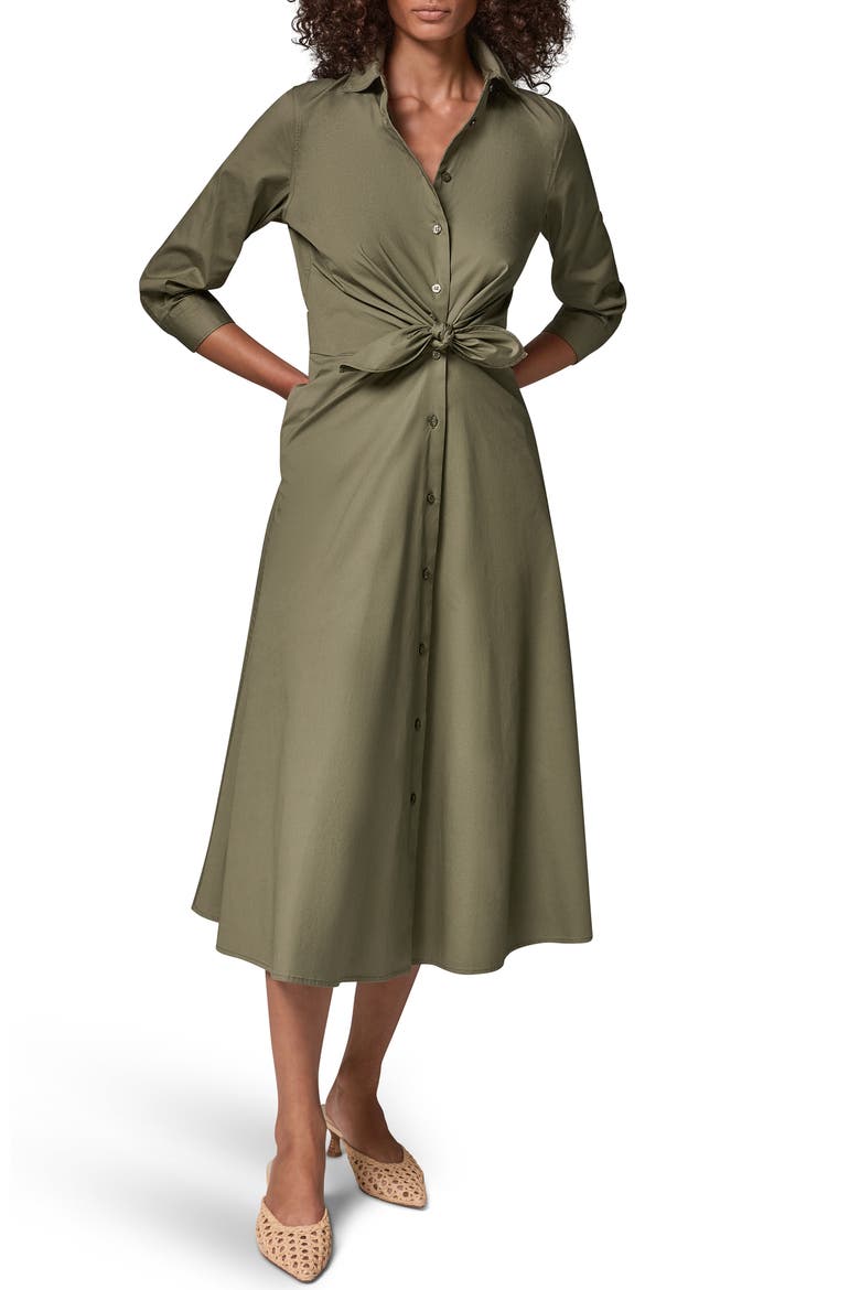 Poplin Tie Front Shirtdress, Main, color, SAGE