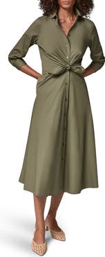 Donna Karan New York Poplin Tie Front Shirtdress