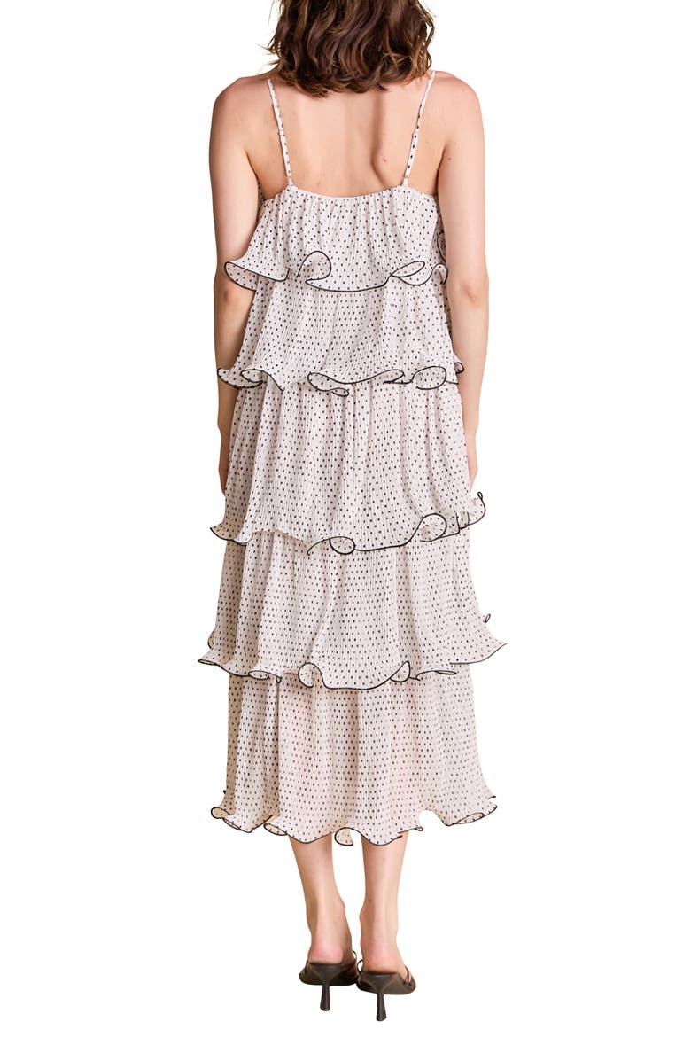 Polka Dot Wired Ruffle Tiered Dress, Alternate, color, WHITE/ BLACK