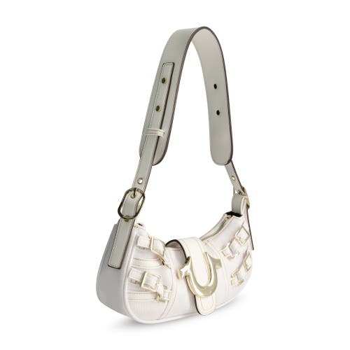 True Religion Multi-strap Denim Shoulder Bag In White