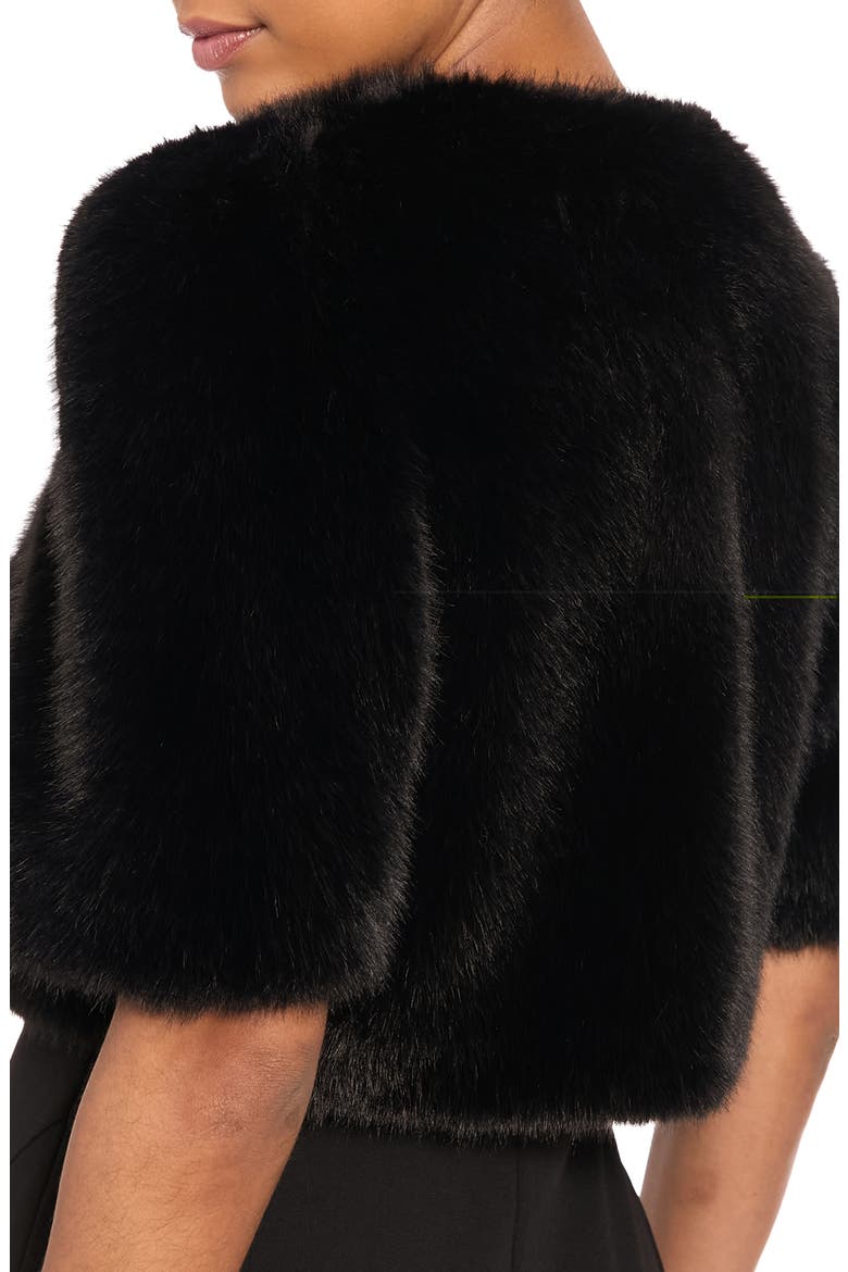 Faux Fur Crop Jacket, Alternate, color, BLACK