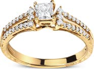 Haus of Brilliance 14K Yellow Gold Diamond 5/8 Cttw Diamond Split Shank and Milgrain Engagement Ring