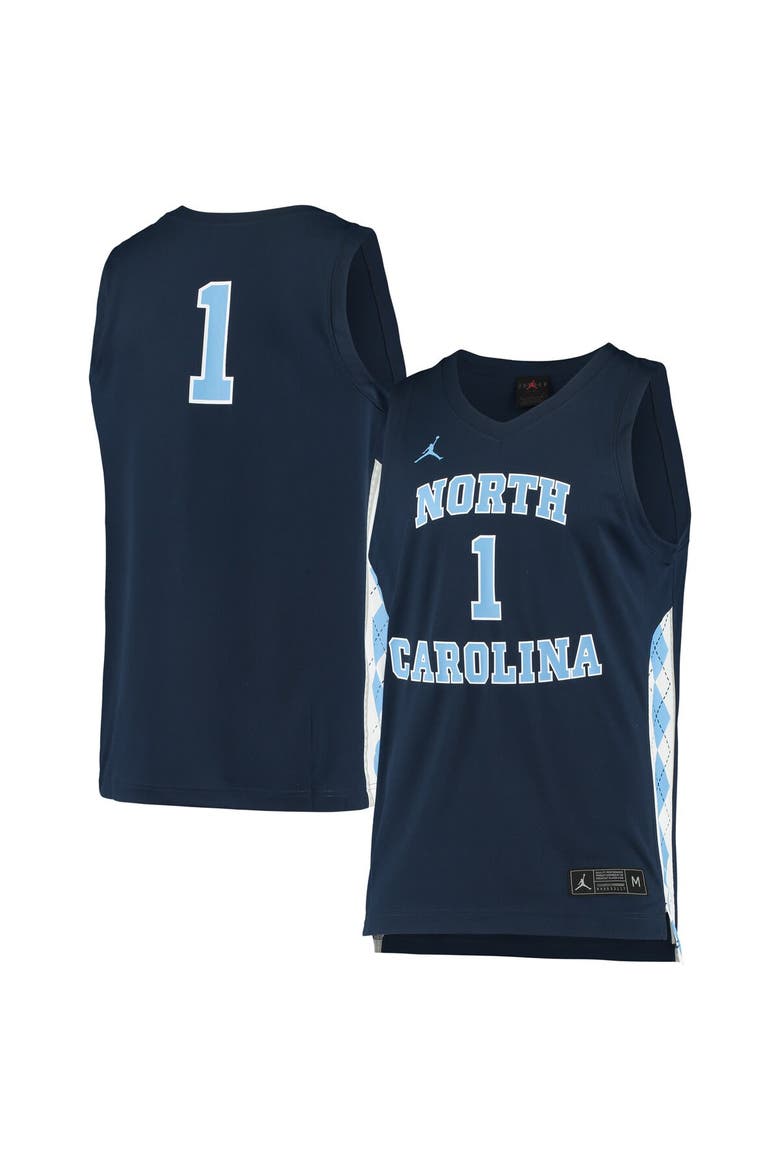 Unisex Jordan Brand #1 Navy North Carolina Tar Heels Replica Basketball Jersey, Alternate, color, Navy