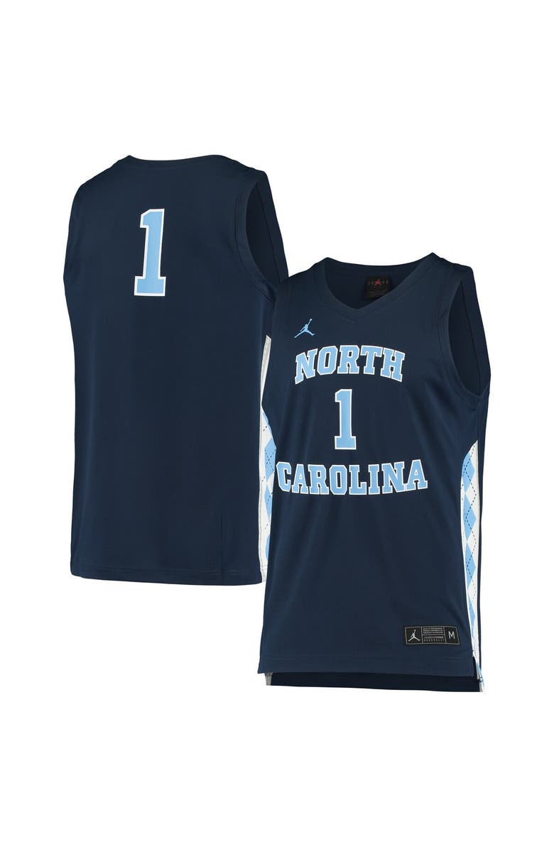 Jordan Brand Unisex Jordan Brand #1 Navy North Carolina Tar Heels Replica Basketball Jersey, Alternate, color, Navy