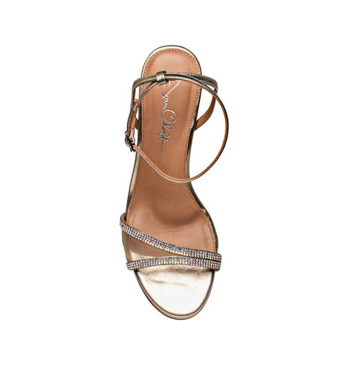 Joan Oloff Shoes Fame Ankle Strap Sandal Heel In Gold