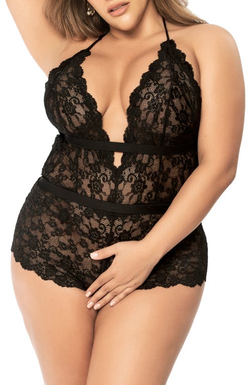 Mapale Lace Open Gusset Basque in Black 