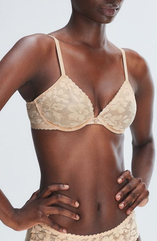 SAVAGE X FENTY Lavish Lace Unlined Plunge Bra in Honey Nude at Nordstrom, Size 40Dd