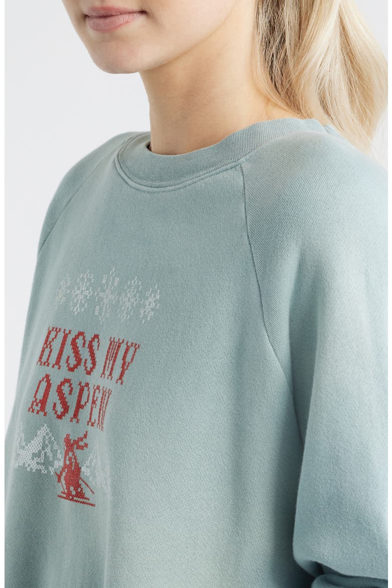 Kiss my Shrunken Cotton Blend Fleece Sweatshirt, Alternate, color, ETHEREAL BLUE