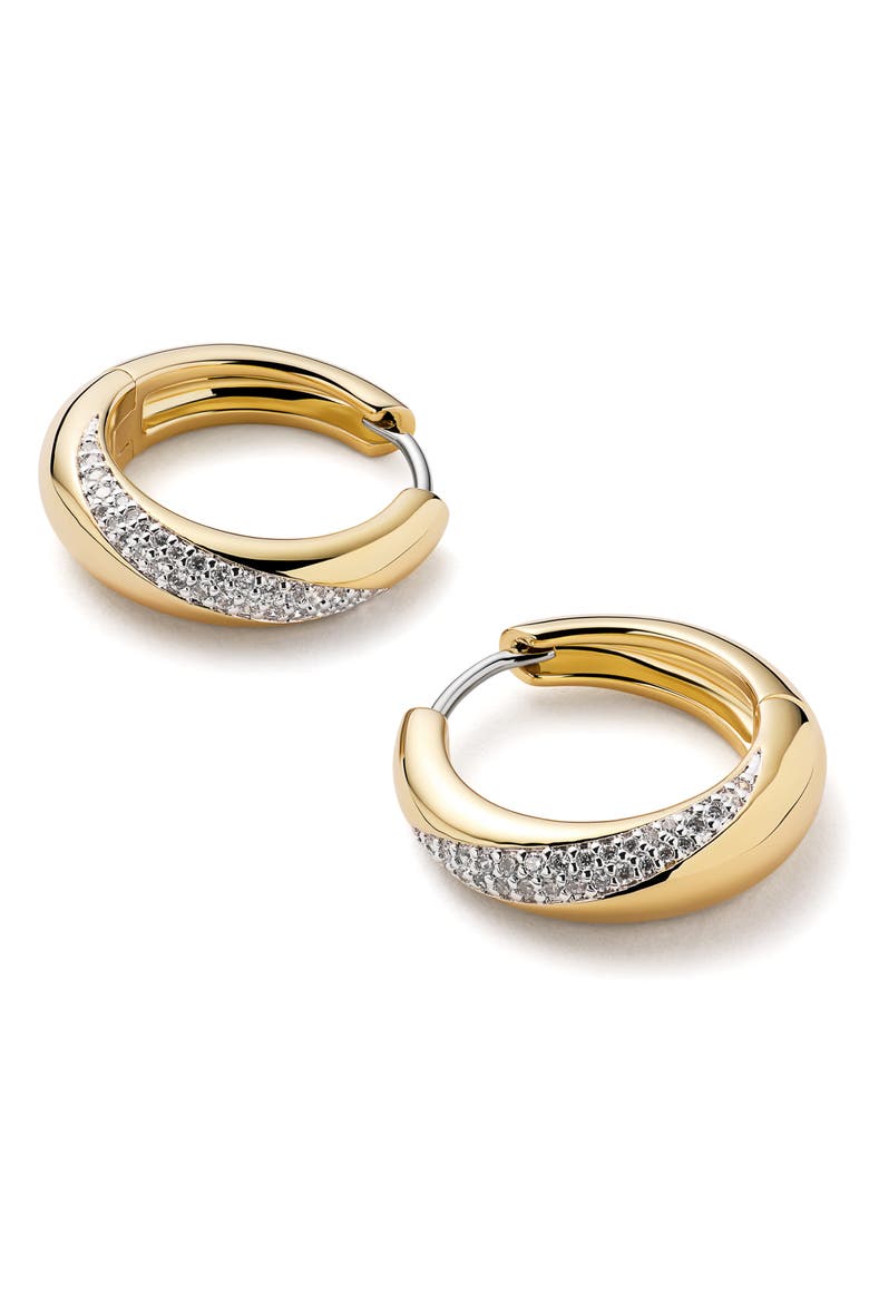 Kira Bold Pavé Hoop Earrings, Alternate, color, GOLD / CLEAR