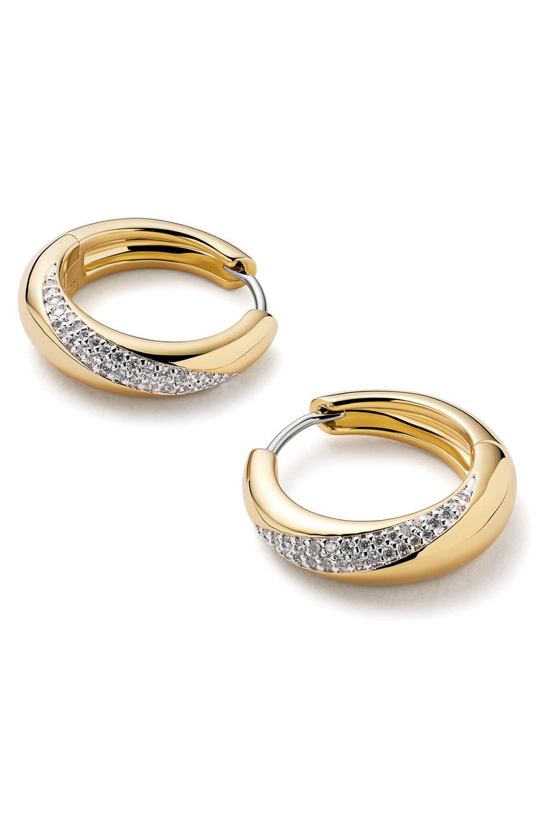 Ana Luisa Kira Bold Pavé Hoop Earrings, Alternate, color, Gold / Clear