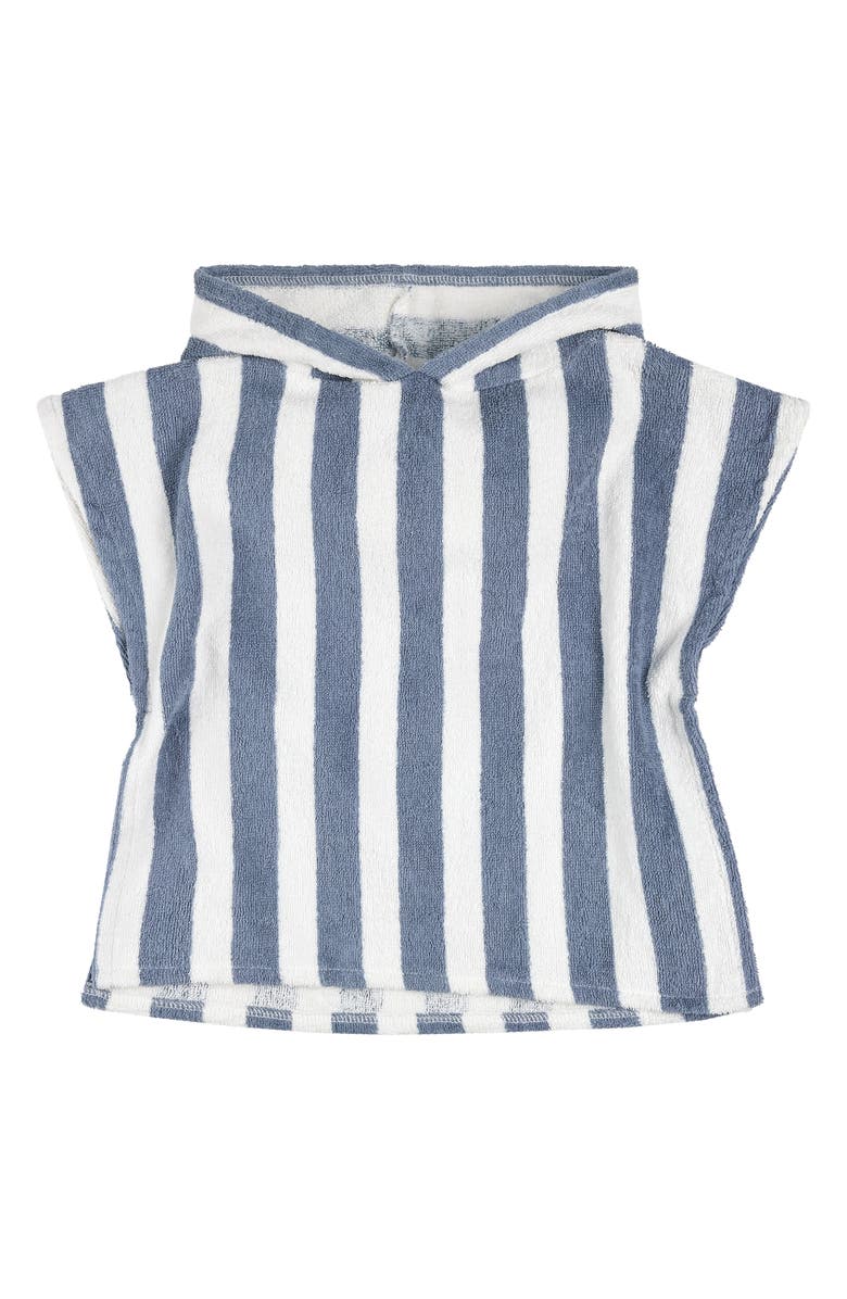 FIRSTS by Petit Lem Stripe Organic Cotton Terry Hooded Cover-Up Poncho, Main, color, 