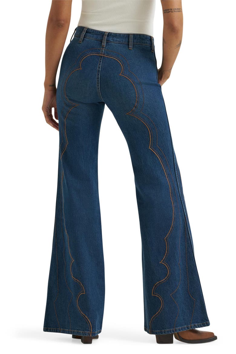 70s Flare Western Stitch High Waist Flare Jeans, Alternate, color, SALOON SHADOW