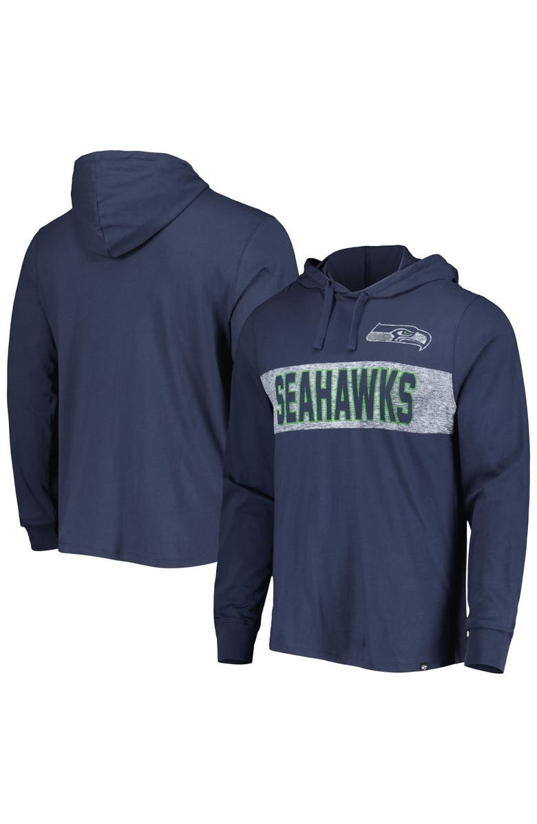 '47 Men's '47 College Navy Seattle Seahawks  Field Franklin Hooded Long Sleeve T-Shirt, Alternate, color, Navy