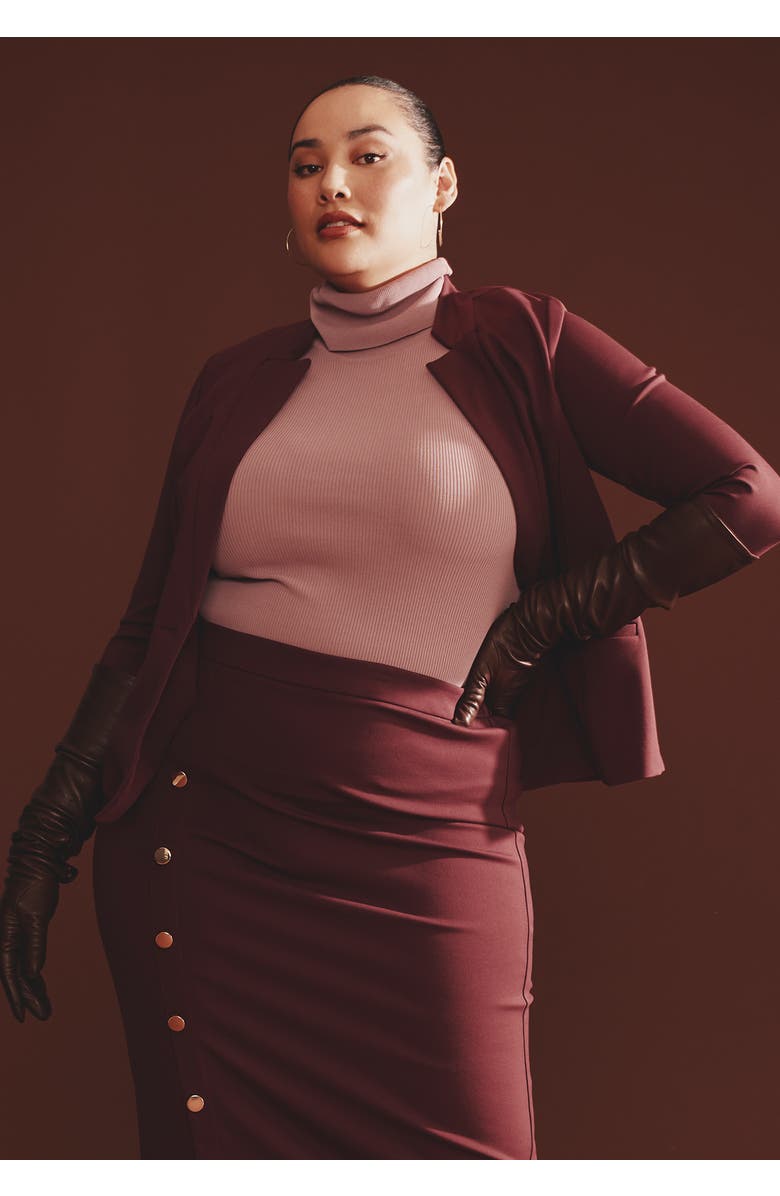 ELOQUII The Ultimate Stretch One Button Blazer, Alternate, color, Vineyard Wine