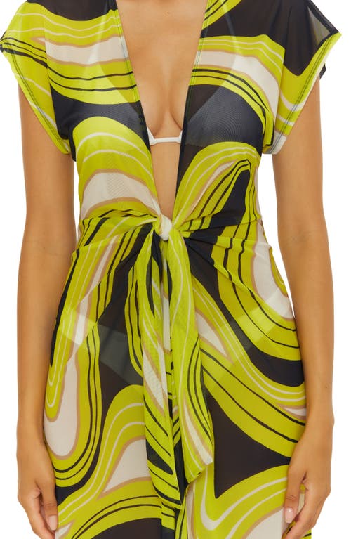 Trina Turk Serena Stretch Mesh Cover-up Maxi Dress In Green Multi