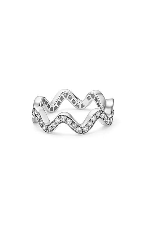 Lagos Sterling Silver Caviar Spark Diamond Wavy Eternity Band In Silver