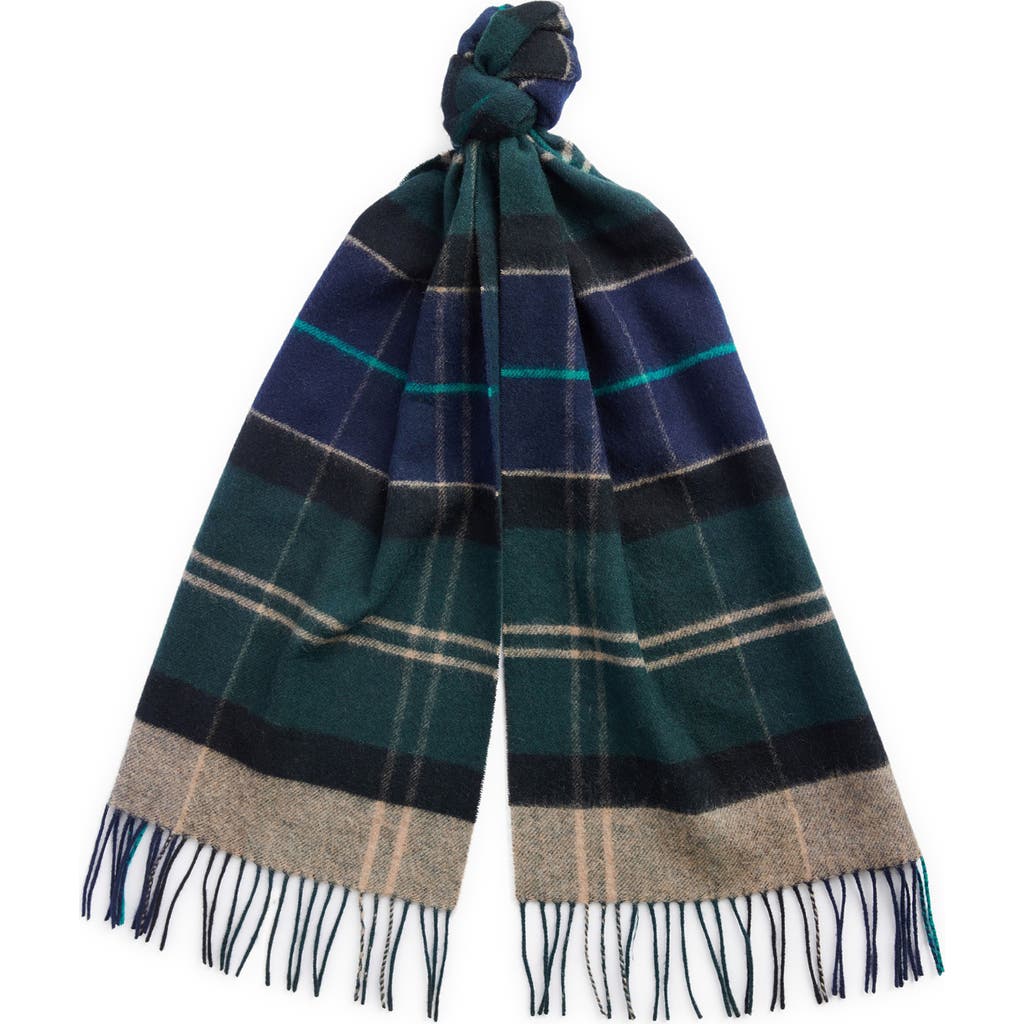 Barbour Inverness Tartan Plaid Wool Scarf In Green