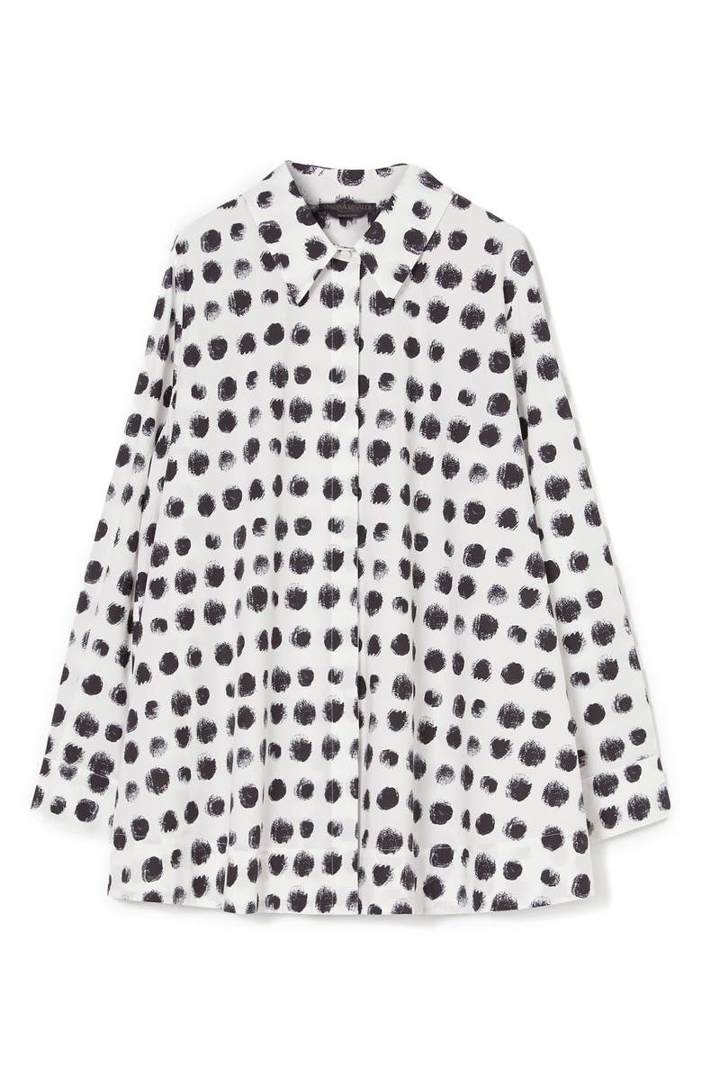 Marina Rinaldi Nilo Print Poplin Tunic Shirt, Alternate, color, Optical White