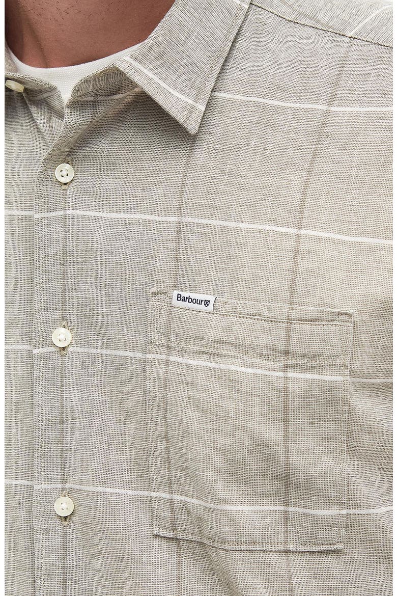 Swaledale Check Short Sleeve Linen & Cotton Button-Up Shirt, Alternate, color, OLIVE