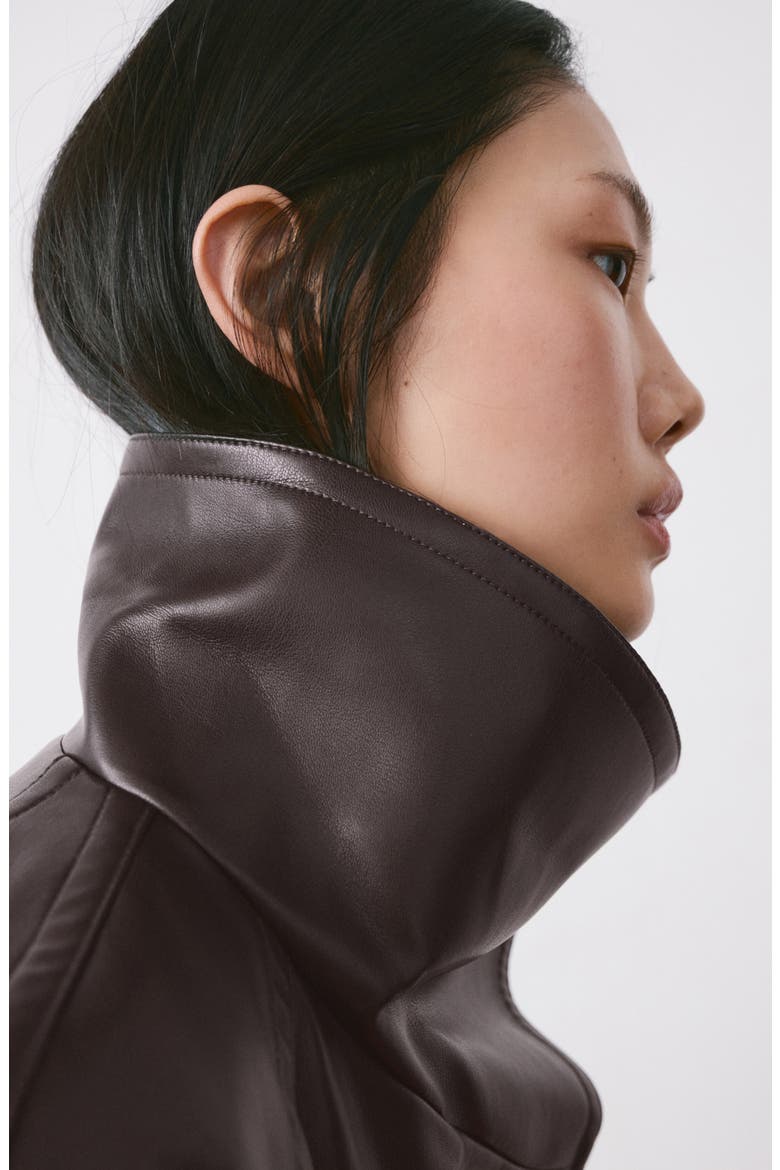 Faux Leather Belted Jacket, Alternate, color, MAROON