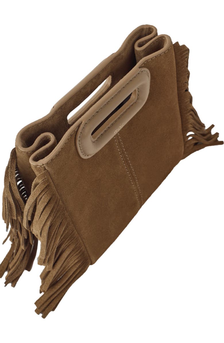 maje M mini bag in suede leather, Alternate, color, Camel